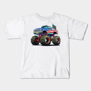 American Flag Monster Truck Kids T-Shirt